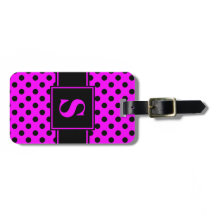 Monogram Black on Pink Polka Dot