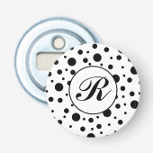 Monogram Black on White Polka Dot Pattern Flaschenöffner (Vorderseite)