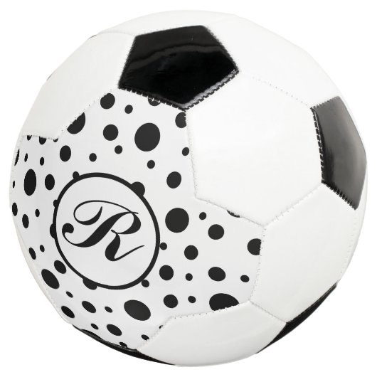 Monogram Black on White Polka Dot Pattern Fußball (Dreiviertel)