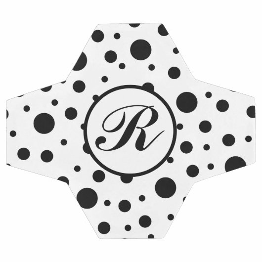 Monogram Black on White Polka Dot Pattern Fußball (Flach)