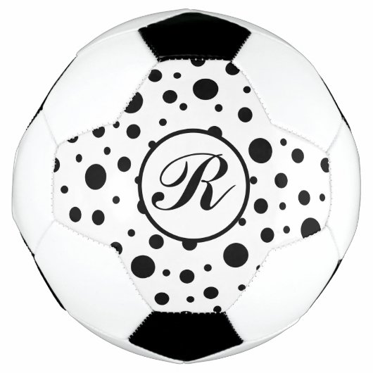Monogram Black on White Polka Dot Pattern Fußball (Vorderseite)