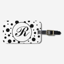 Monogram Black on White Polka Dot Pattern