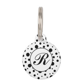 Monogram Black on White Polka Dot Pattern Haustiermarke