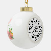 Monogram Black on White Polka Dot Pattern Keramik Kugel-Ornament (Links)