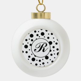 Monogram Black on White Polka Dot Pattern Keramik Kugel-Ornament