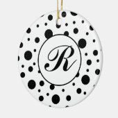 Monogram Black on White Polka Dot Pattern Keramik Ornament (Links)