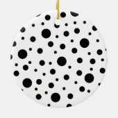Monogram Black on White Polka Dot Pattern Keramik Ornament (Hinten)