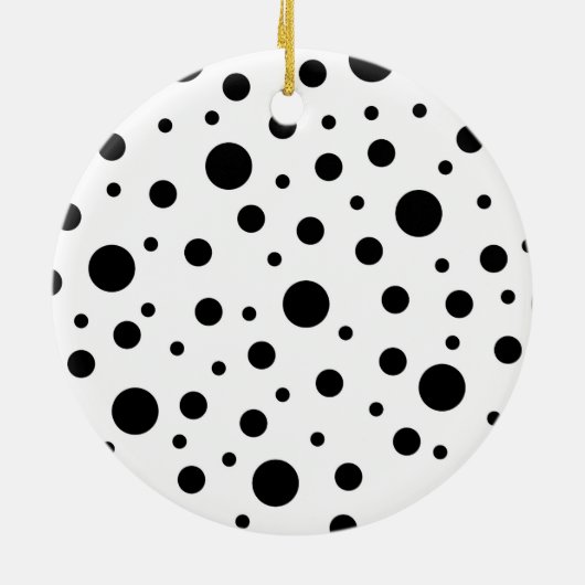 Monogram Black on White Polka Dot Pattern Keramik Ornament (Hinten)