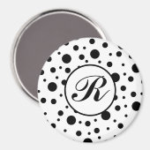Monogram Black on White Polka Dot Pattern Magnet (Vorderseite/Rückseite)