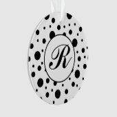 Monogram Black on White Polka Dot Pattern Ornament (Vorderseite)