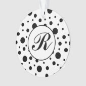 Monogram Black on White Polka Dot Pattern Ornament (Vorderseite)