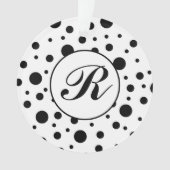Monogram Black on White Polka Dot Pattern Ornament (Vorderseite)