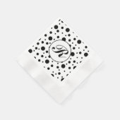 Monogram Black on White Polka Dot Pattern Serviette (Ecke)