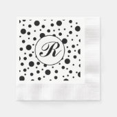 Monogram Black on White Polka Dot Pattern Serviette (Vorderseite)