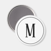 Monogram Black on White Round Magnet (Vorderseite/Rückseite)