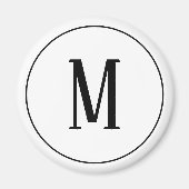 Monogram Black on White Round Magnet (Vorne)