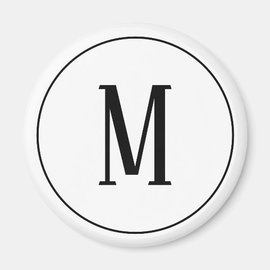 Monogram Black on White Round Magnet (Vorne)