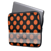 Monogram Black Orange Chic Polka Dot Pattern Laptopschutzhülle (Vorderseite Links)