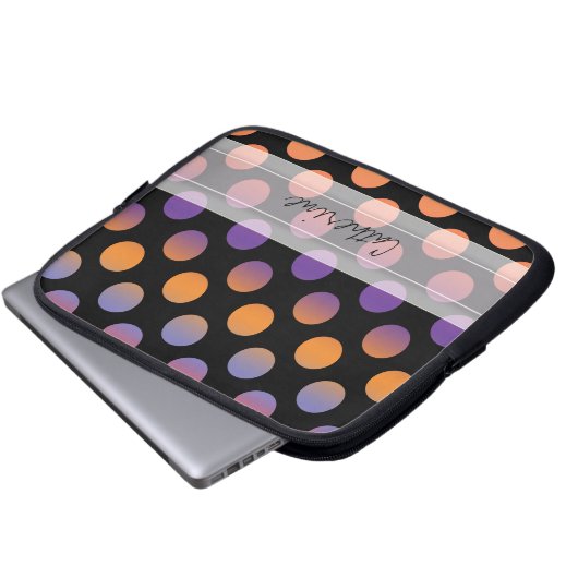 Monogram Black Orange Lila Red Polka Dot Pattern Laptopschutzhülle (Vorne Knopf)