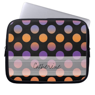 Monogram Black Orange Lila Red Polka Dot Pattern Laptopschutzhülle