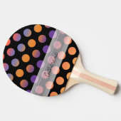 Monogram Black Orange Lila Red Polka Dot Pattern Tischtennis Schläger (Seitenansicht)