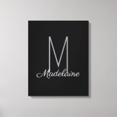 Monogram Black Personal Elegant Modern Leinwanddruck (Vorderseite)