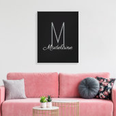 Monogram Black Personal Elegant Modern Leinwanddruck (Insitu (Wohnzimmer))