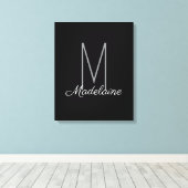 Monogram Black Personal Elegant Modern Leinwanddruck (Insitu (Holzboden))