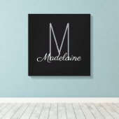 Monogram Black Personal Elegant Modern Leinwanddruck (Insitu (Holzboden))