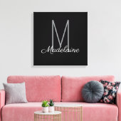 Monogram Black Personal Elegant Modern Leinwanddruck (Insitu (Wohnzimmer))