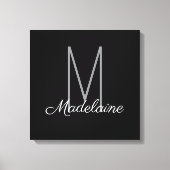 Monogram Black Personal Elegant Modern Leinwanddruck (Vorderseite)