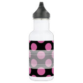 Monogram Black Pink Chic Polka Dot Muster Trinkflasche (Rechts)