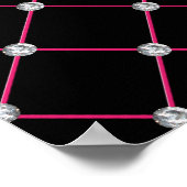 Monogram Black Pink Diamonds Poster (Ecke)