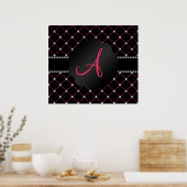 Monogram Black Pink Diamonds Poster (Küche)