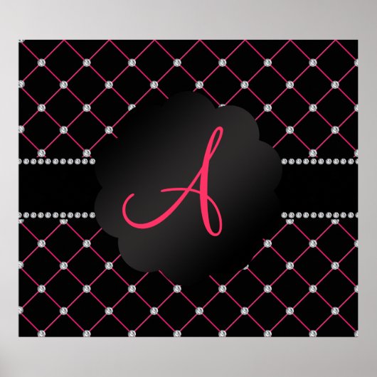 Monogram Black Pink Diamonds Poster (Vorne)
