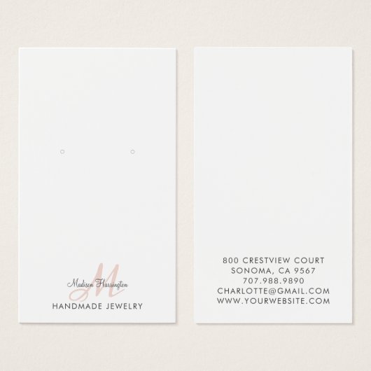 Monogram Black Pink Earring Juwelier Display Card (Vorne & Hinten)
