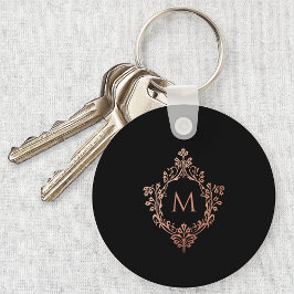 Monogram Black Pink Elegante Rose Gold Verziertes  Schlüsselanhänger