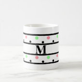 Monogram Black Pink Green Polka Dots Kaffeetasse (Mittel)