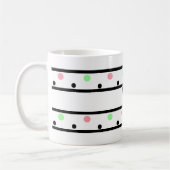 Monogram Black Pink Green Polka Dots Kaffeetasse (Links)