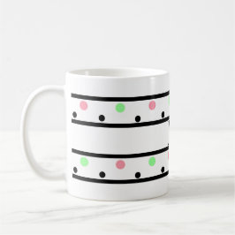 Monogram Black Pink Green Polka Dots Kaffeetasse