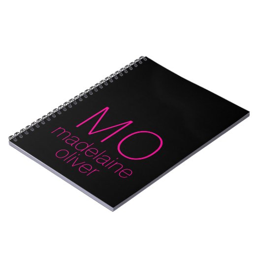 Monogram Black Pink Personal Notizblock (Linke Seite)