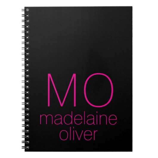 Monogram Black Pink Personal Notizblock (Vorderseite)