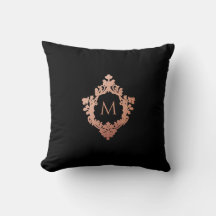 Monogram Black Pink Rose Gold Elegantes Verziertes