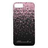 Monogram Black & Pink Sparkle und Glitzer Case-Mate iPhone Hülle (Rückseite)