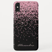 Monogram Black & Pink Sparkle und Glitzer Case-Mate iPhone Hülle (Rückseite)