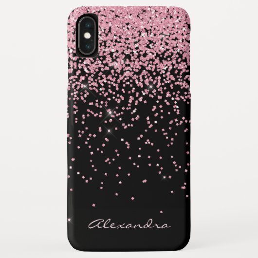 Monogram Black & Pink Sparkle und Glitzer Case-Mate iPhone Hülle (Rückseite)