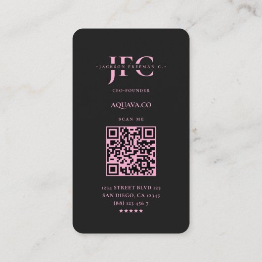 Monogram Black Pink Visitenkarte (Rückseite)