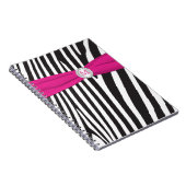 Monogram Black Pink White Zebra Strip Notebook Notizblock (Rechte Seite)