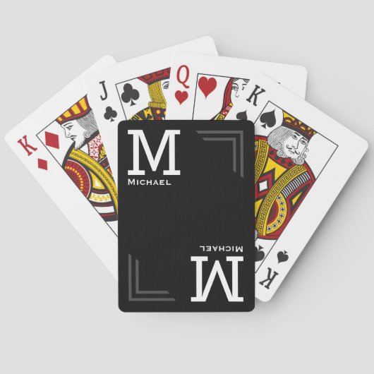 Monogram Black Playing Cards mit Name Spielkarten (Rückseite)