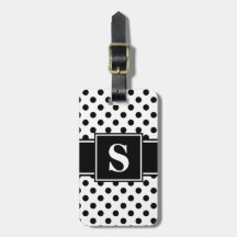 Monogram Black Polka Dots auf Weiß